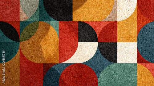 Abstract geometric patterns in vibrant colors, like a graphic painting.