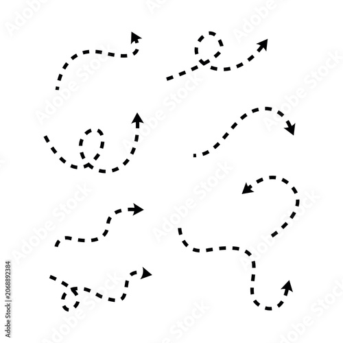 collection set dashed arrow, Artistic swirl and curve arrow, vector