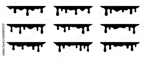 Tableau sur toile Dripping Paint and Liquid Border Silhouette Vector Graphic