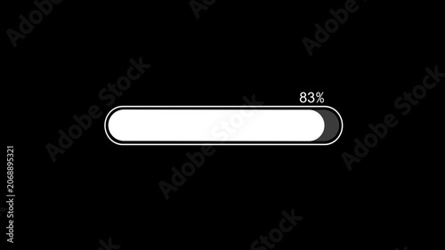 Simple percent progress bar showing loading or completion status animation