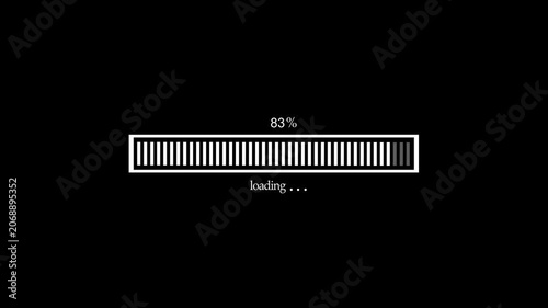 Minimalist waiting loading bar showing percent progress animation