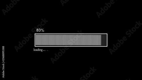 Minimal loading progress bar showing percent completion with simple white interface text animation