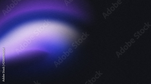 Elegant abstract composition featuring luminous purple, blue gradient light emerging from darkness with Soft blurred transitions and grainy texture