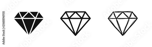 Cuadro en lienzo Diamond icon set, crystal and gemstone jewelry symbols
