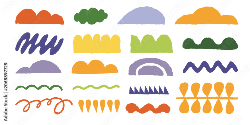 Obraz premium Vector set of design elements and shapes for abstract backgrounds, geometrical elements and leaves