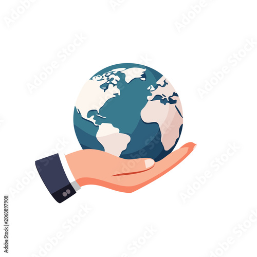 Hand holding the Earth globe vector illustration