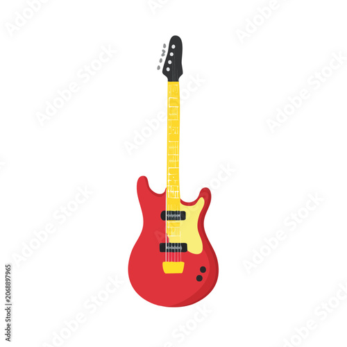 Red electric guitar flat vector illustration