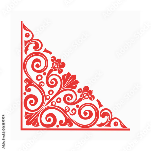 Red ornamental corner scrollwork design