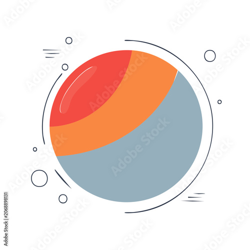Abstract gradient sphere with motion lines and dots