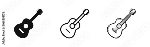 Obraz na plátne Acoustic Guitar Icon Set in Three Styles