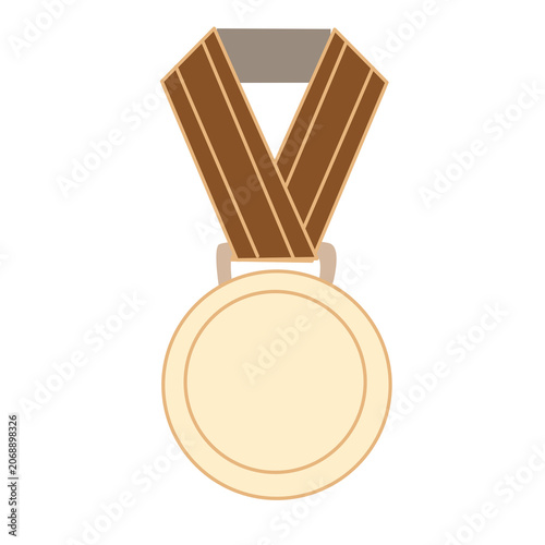 Hanging gold sports medal with ribbon loop