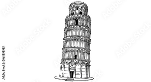 Fotografía Leaning Tower of Pisa, Italy, vector illustration, architectural icon, famous la