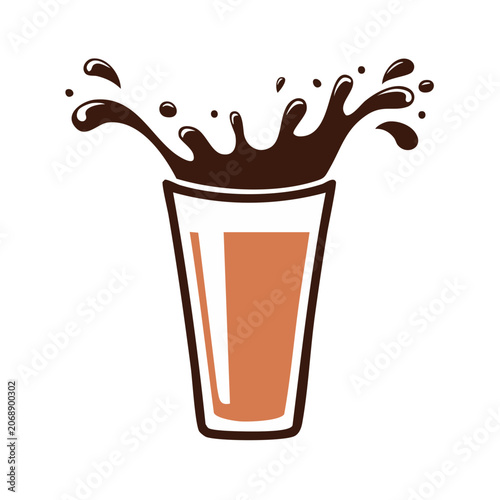 Splashing drink in glass vector illustration