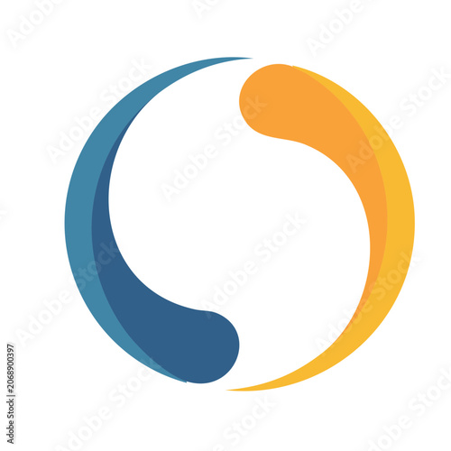 Abstract circular logo with blue and orange gradient