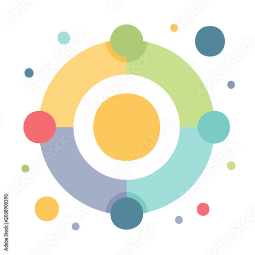 Abstract circular diagram with colorful dots