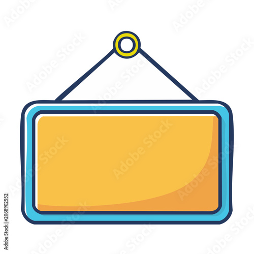 Blank hanging sign with blue border and yellow center
