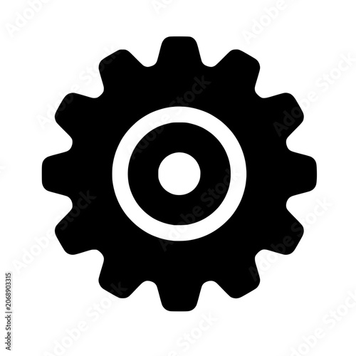 Minimalist cogwheel graphic symbol for settings and maintenance concept