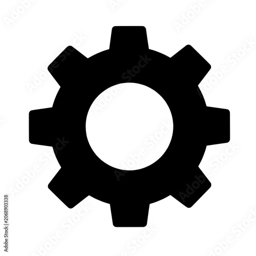 black gear icon flat vector illustration isolated on white background