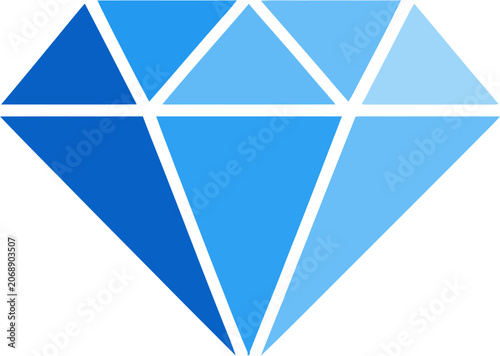 A graphic illustration of a blue diamond shape with white lines.
