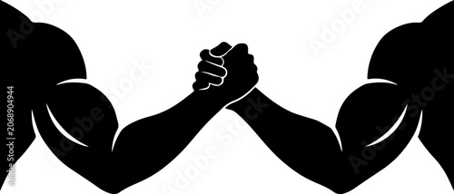 Konstfotografi Arm wrestling silhouette intense competition and strength displayed in black and