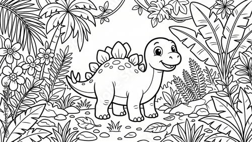 Dinosaurier als Ausmalbild für Kinder - Generative Ai