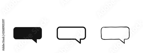 Speech Bubble Chat Icon Set in Solid, Outline and Hand Drawn Styles
