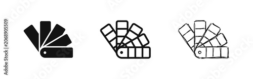 Photos Color palette swatch icons in solid, line, and sketch styles
