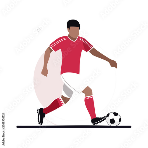 Flat illustration of soccer player kicking a ball