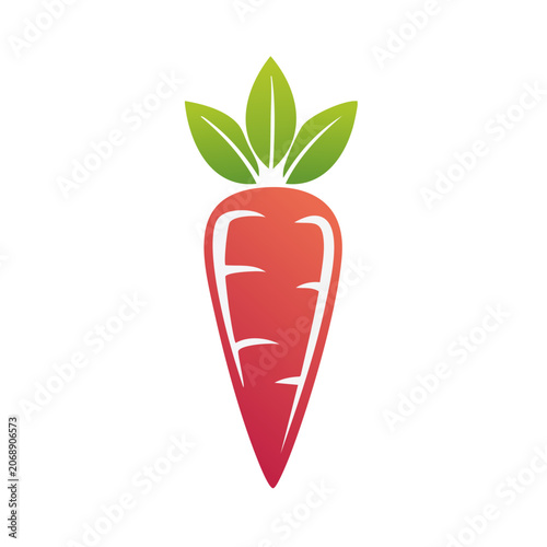 Flat vector icon of a carrot with green leaves
