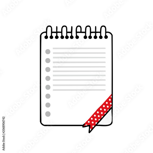 Spiral Notebook with Polka Dot Bookmark Vector