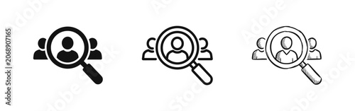Schilderij op canvas Search for person icon set, hiring and recruitment concept