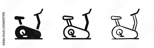 Fotografía Exercise Bike Icon Set in Solid, Outline, and Sketch Styles