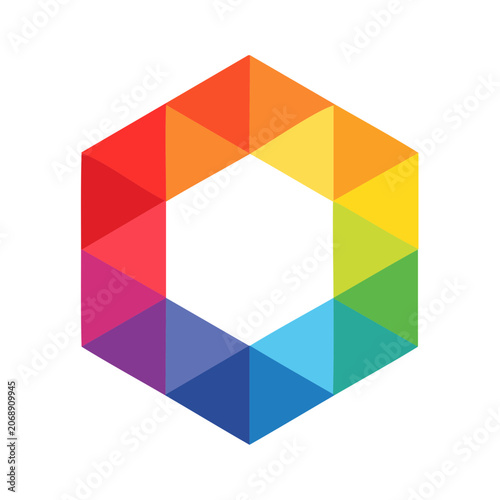 Rainbow Hexagon Geometric Vector Design