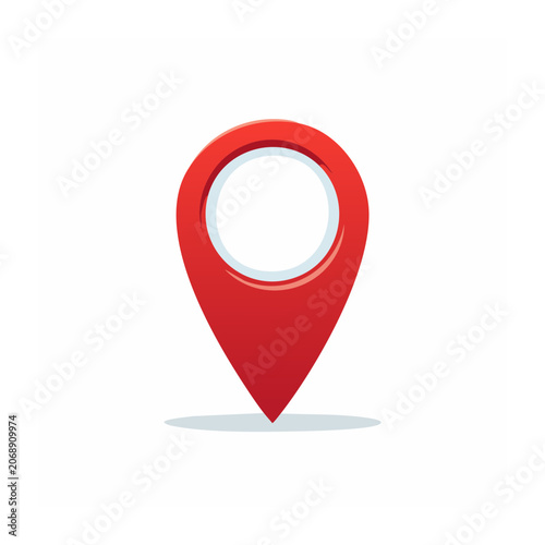 Red location pin icon on transparent background