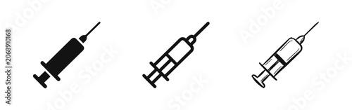 Tableau sur toile Medical syringe icon set, injection vaccine symbol