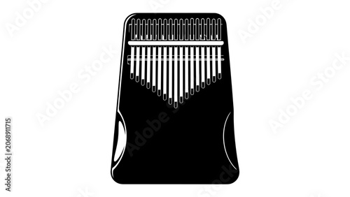 Fotografie Kalimba Thumb Piano: A sleek, black Kalimba thumb piano, an African musical instrument, is presented for its unique design and sonic capabilities
