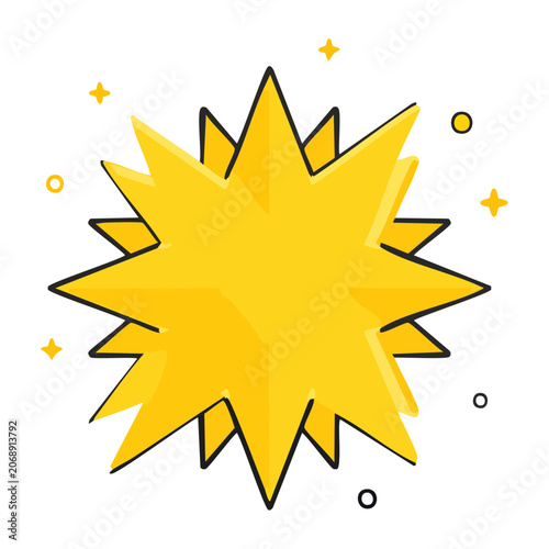 Yellow starburst with sparkles on white background