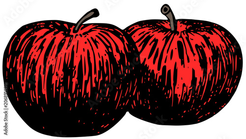 Two red apples illustration