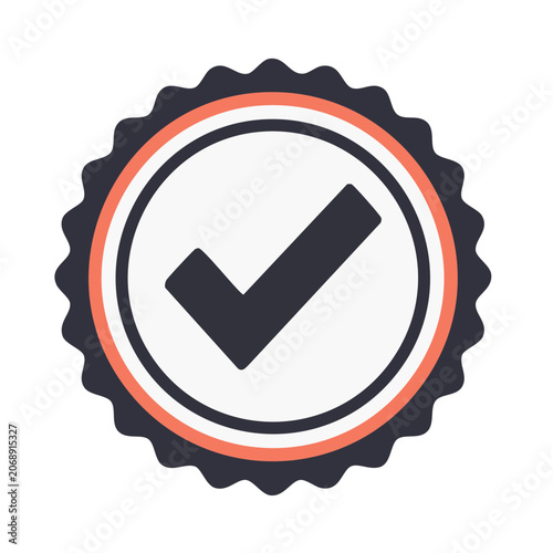 Check mark in a badge, approval symbol