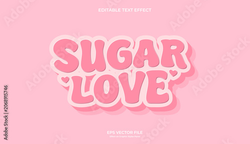 decorative sugar love pink editable text effect design