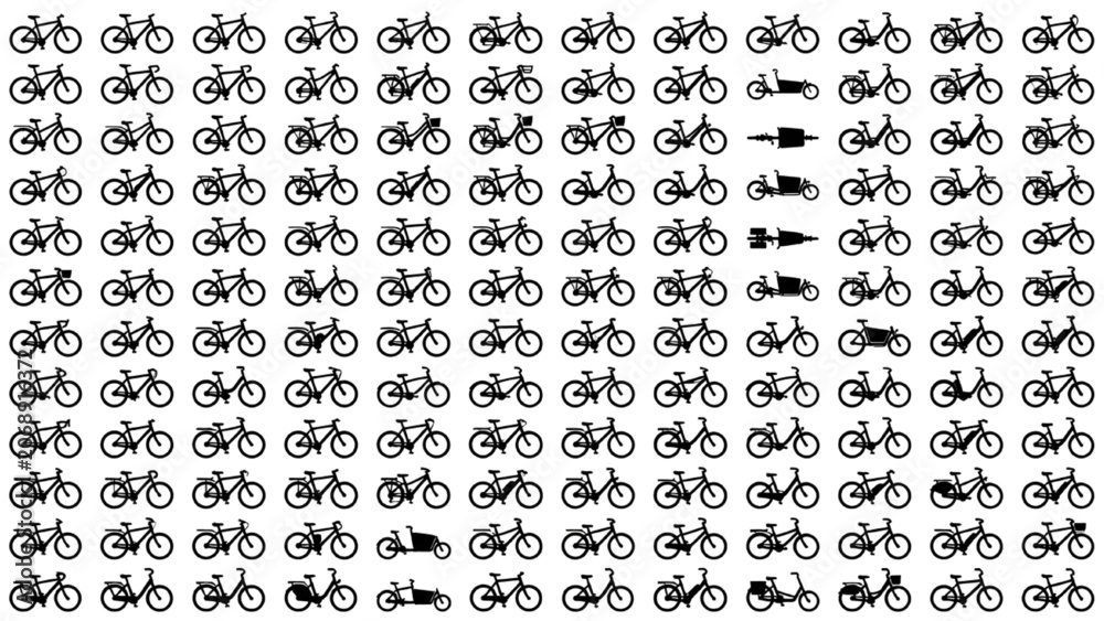 Obraz premium Urban Site Plan Bicycle Symbols Vector Pack with Top View Road and Mountain Bike CAD Blocks