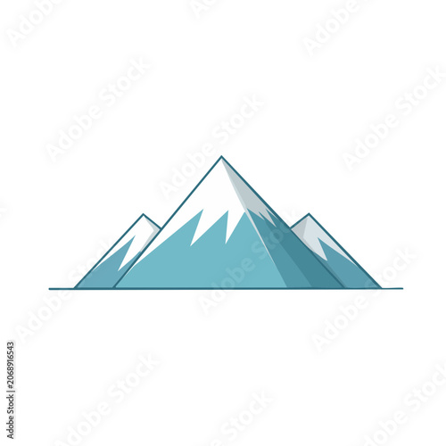 Flat vector illustration of snow-capped mountain range