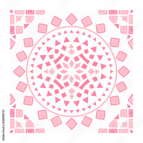 Pink Geometric Mandala Seamless Pattern