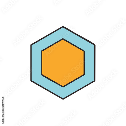 Flat Hexagon Icon with Nested Design