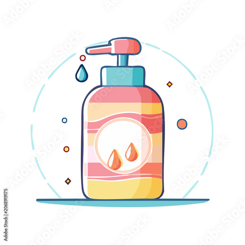 Flat illustration of a colorful soap dispenser