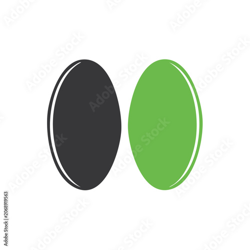 Two Minimalist Oval Shapes in Black and Green