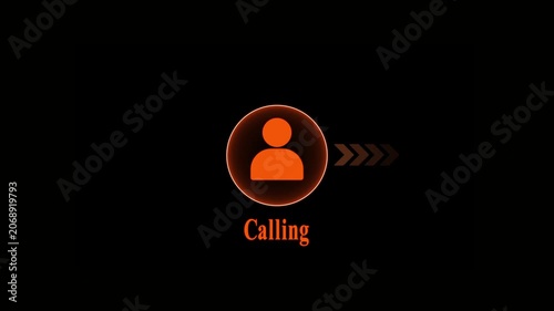 Outgoing phone call icon with expanding signal waves, smooth pulse effect, minimalist vector motion graphics, transparent background, seamless loop, isolated element, 4K.