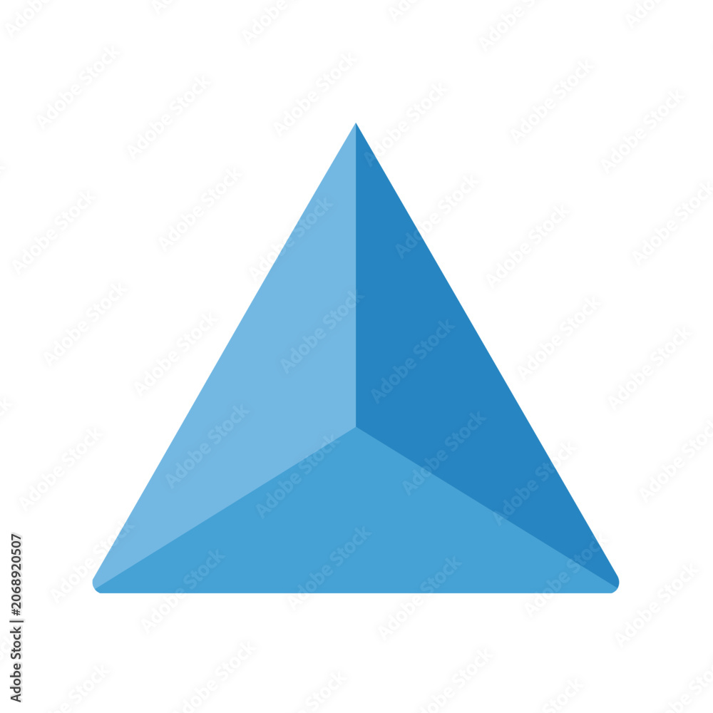 Fototapeta premium Blue flat pyramid vector icon