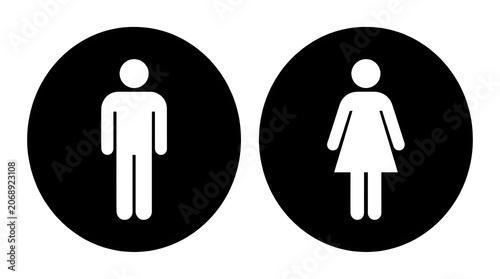 Male and female restroom symbols isolated on transparent background