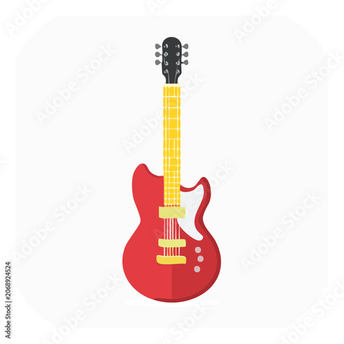 Red electric guitar flat vector illustration